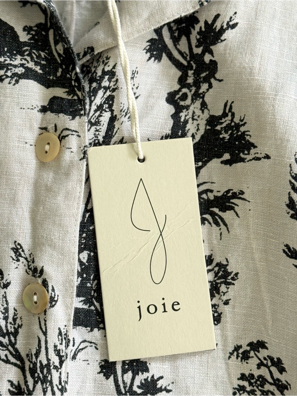 NWT-Joie Black and White Toile Sleeveless Linen Top - Picture 3 of 5